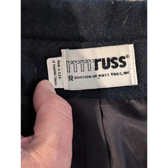 Academia 1970s rrrrRuss Navy Wool Blazer Women’s 14 | Gold Crest Button | Preppy - Picture 6 of 16